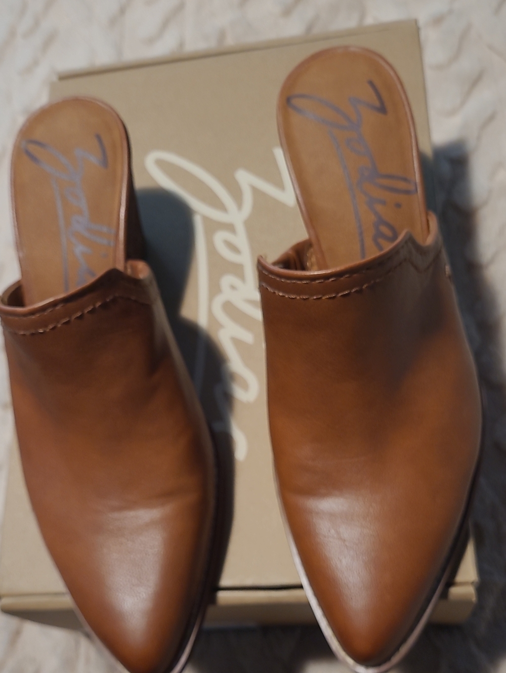 Zodiac Women's Cognac Leather Pointed-Toe Mules